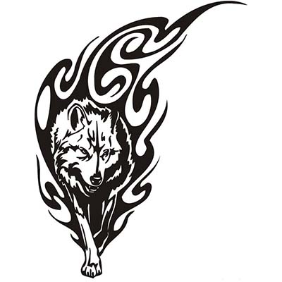 Wolf Flames Tribal Design Water Transfer Temporary Tattoo(fake Tattoo) Stickers NO.11718